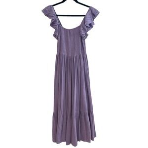 Millie Olympia Smocked Midi Dress in Lavender Resort Vacation, Size Medium